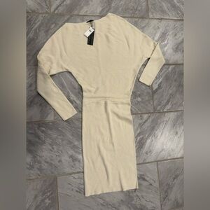 NWT Banana Republic Womens Lenzing Ecovero Serene Sweater Dress Size XS Cream